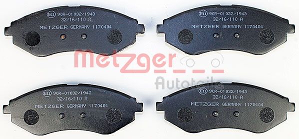 METZGER 1170404 Bremsbelagsatz, Scheibenbremse